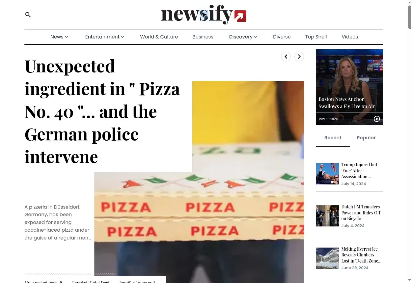 لقطة شاشة حقيقية لرئيسية Newsify تعرض العناوين التحريرية الكبيرة والقصص البارزة