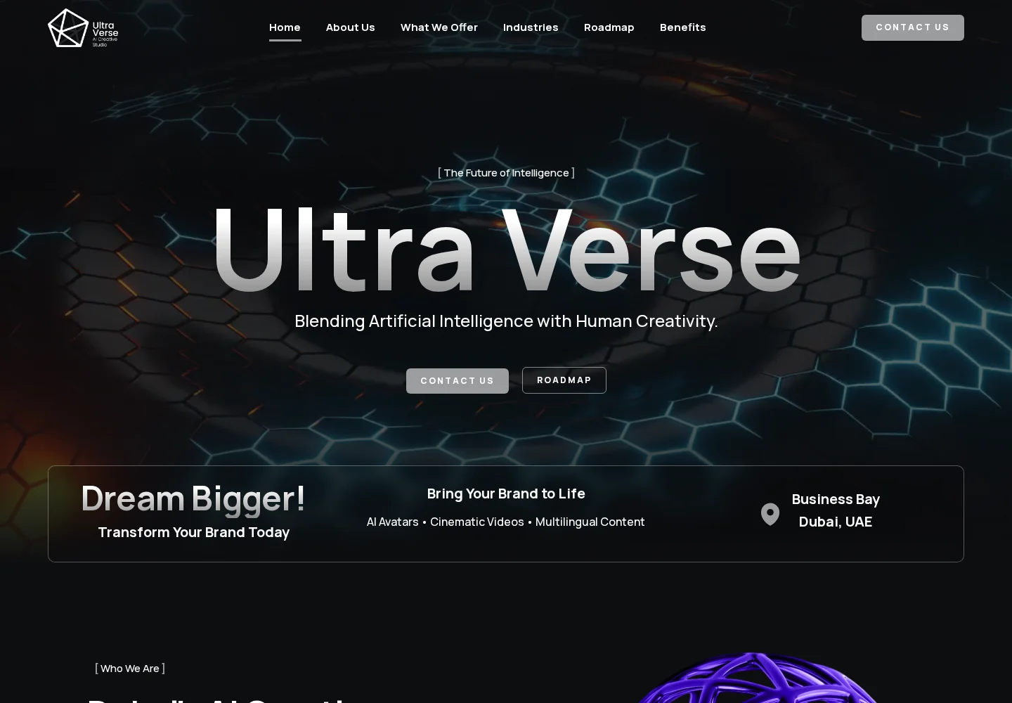 رئيسية موقع Ultra Verse مع الشعار الذي صممته إيمارجي