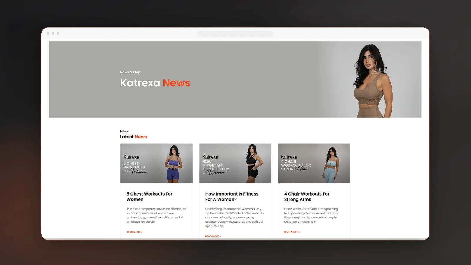 Blog and news section created to support fitness content, brand communication, and organic discovery.