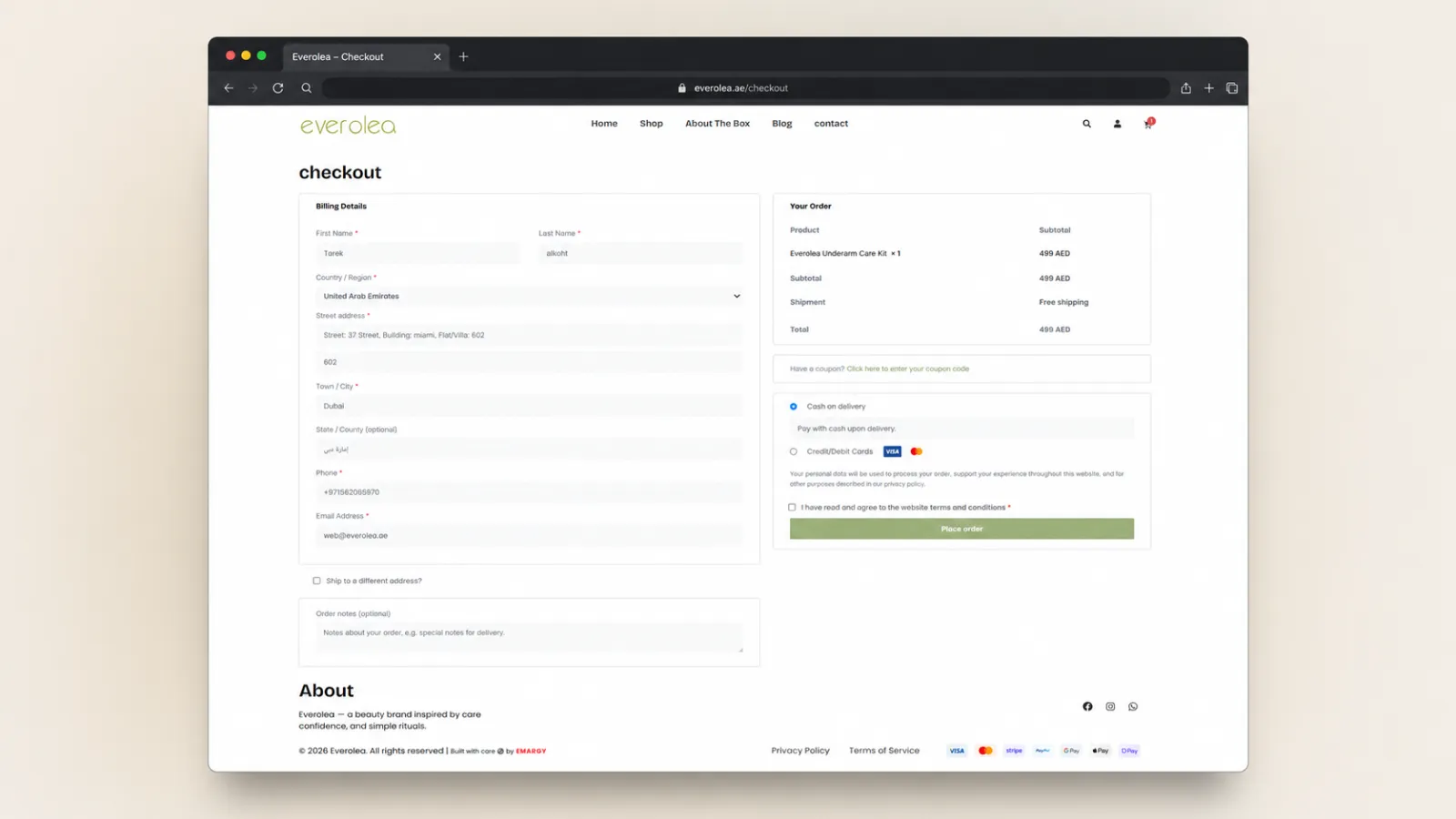 Checkout experience built for clarity and ease, helping customers complete their purchase through a clean and distraction-free WooCommerce flow.