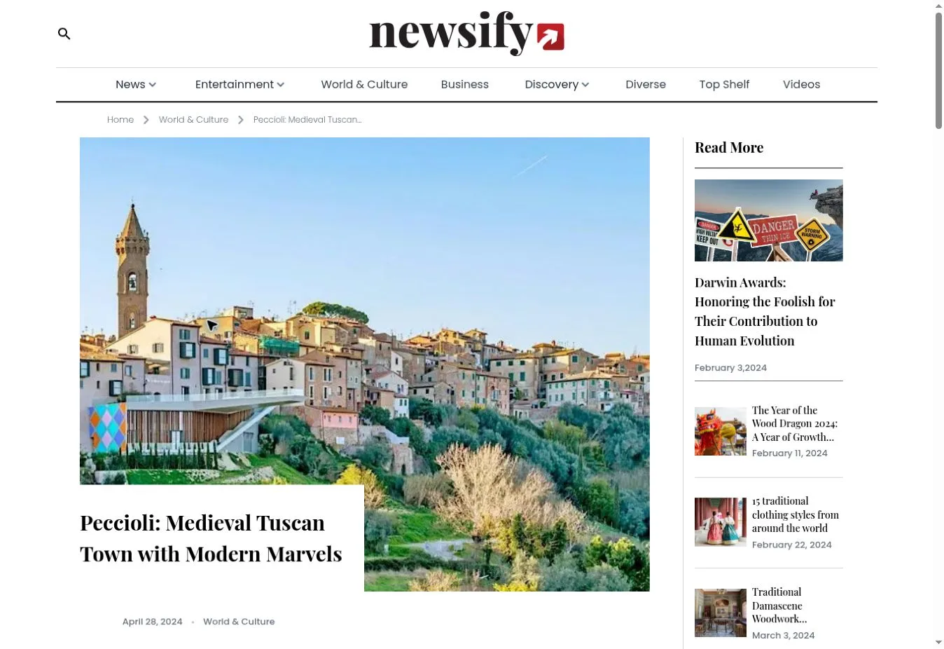 Newsify — موقع أخبار ونشر تحريري باللغة الإنجليزية