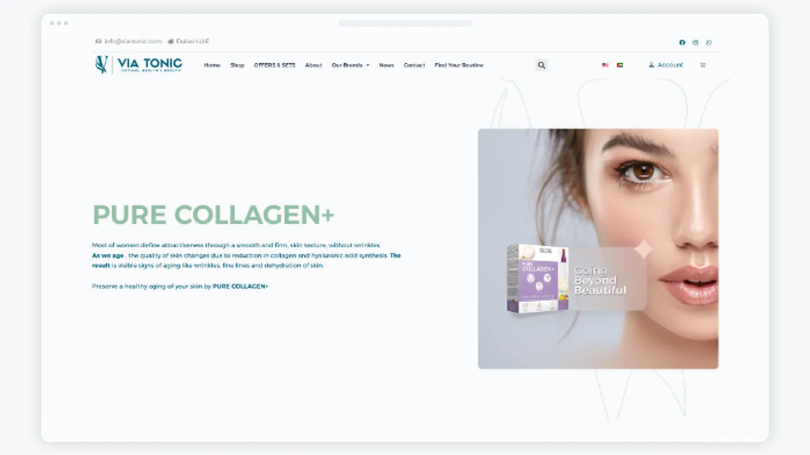 A dedicated product-focused page combining product visuals, benefits, ingredients, usage information, and science-backed messaging.
